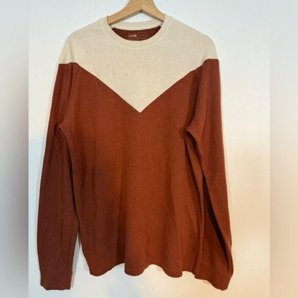 DJAB by Simons Long Sleeve Organic Cotton Shirt - Size L - Two-Tone Rust & Cream - Picture 2 of 8